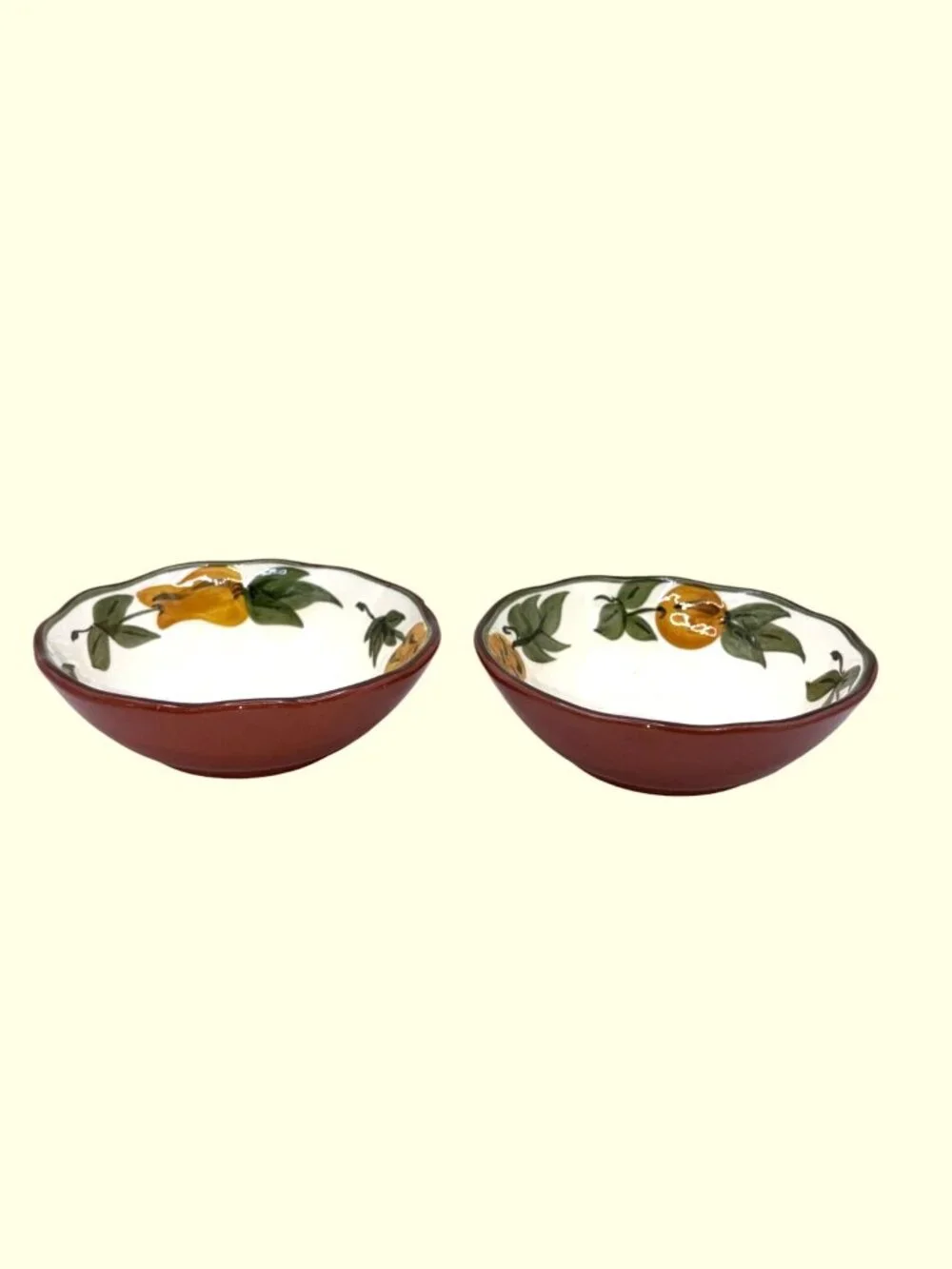 Vintage Stangl Pottery Sculptured Fruit Dessert Bowls Set of 2 Hand Painted